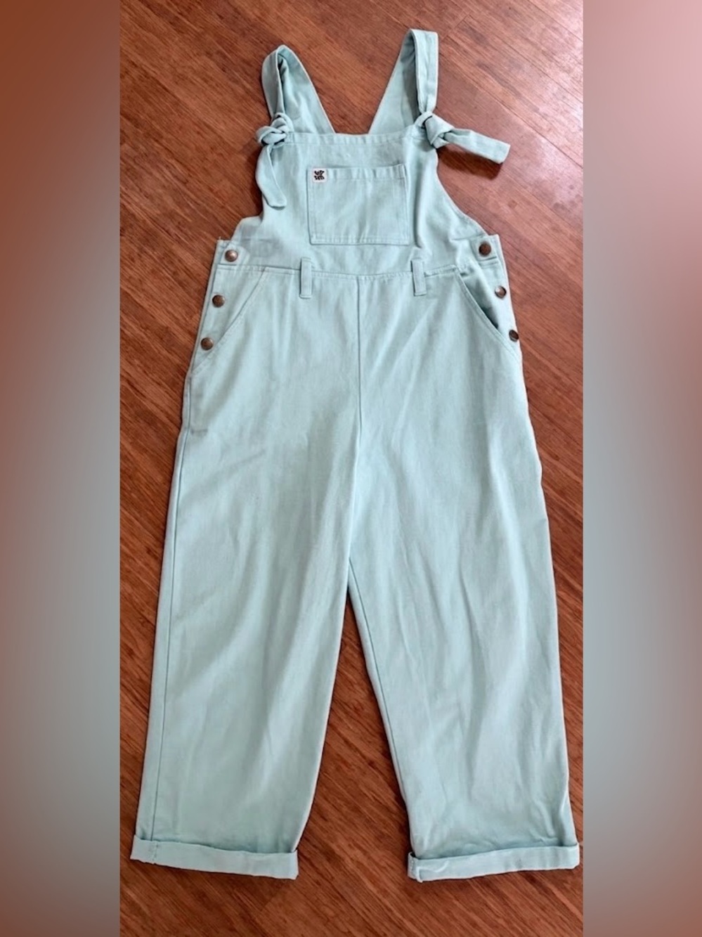 Lucy & Yak Original Dungarees Mint Green Organic Cotton Twill Size 10 Altered